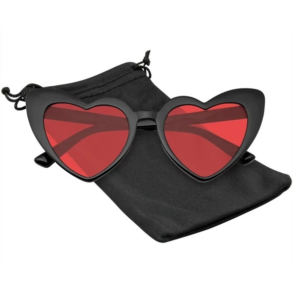 Cat Eye Heart Shape Sunglasses Retro - Picture 3 of 4